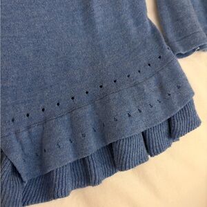 Banana Republic Blue Ruffled Knit Sweater